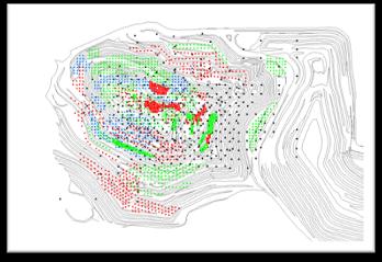 Figure 4 Fluxograma do programa Grade Control, fase 1, plano de lavra trimestral, sondagem, preparação e analise de amostras, mapeamento, modelo curto prazo, plano de estoque, lavra seletiva e
