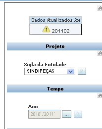 Filtros Para que os filtros sejam ativados você deverá escolher uma opção e então clicar em Ir. Isso irá acionar o filtro e alterar o resultado da consulta.