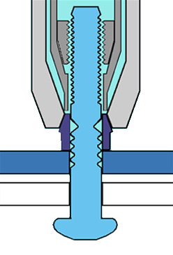 4.2. Seqüência de Instalação 1. O pino é colocado em furo pré-existente da peça a ser fixada.