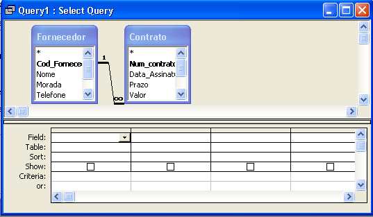 Para criar uma nova Query, deve-se premir com o rato o botão New, ou assinalar a opção Create query in Design View.