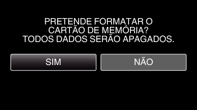 Configurações de menu Menu de configuração de suporte Pode definir várias opções para o suporte de gravação Definição Detalhes FORMATAR CARTÃO SD Elimina todos os arquivos no cartão SD FORMATAR