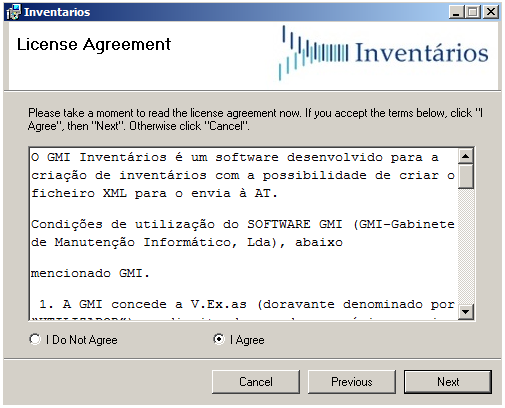 1. Instalação Para poder instalar a aplicação de Inventários da GMI basta para isso efetuar a descarga da aplicação em: ftp://ftp.g-m-informatica.