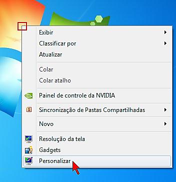 Personalizando a Área de Trabalho Personalizando a Área de Trabalho Com o Windows 7, você pode personalizar a sua Área de Trabalho, exibindo imagens de Plano de Fundo em constante rotação, ou seja, o