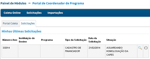 O acompanhamento das solicitações de Cadastro de Financiador e Cadastro de