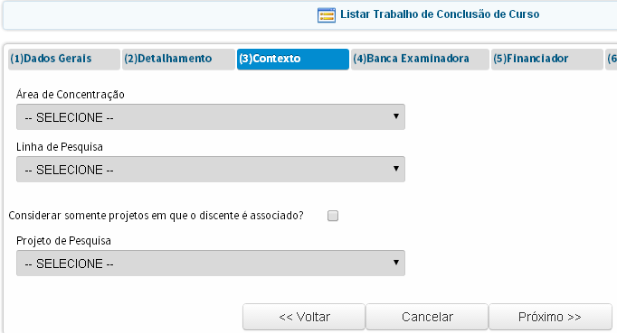 Aba (3) Contexto Área de Concentração Área de concentração do programa à qual o trabalho de conclusão está associado.