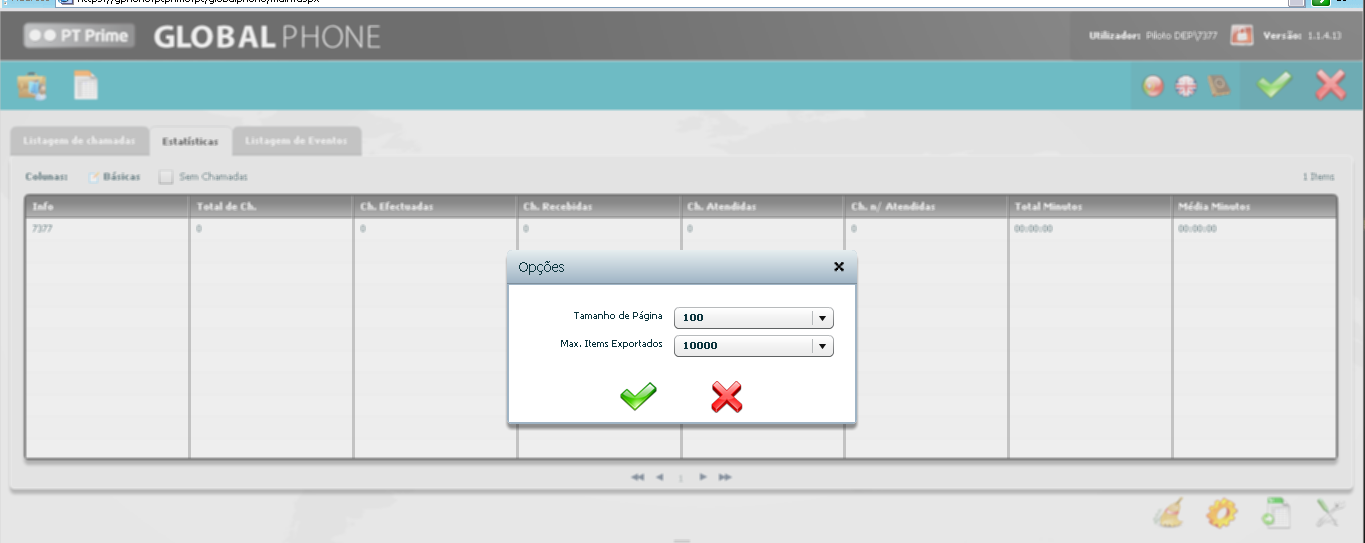 Para tal, deve clicar no botão Colunas, que fará aparecer a lista das colunas possíveis de serem visualizadas: Poderá também configurar o número de