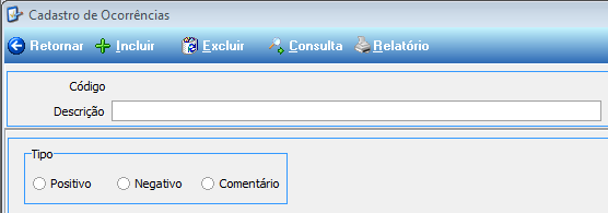 Figura 32 Cadastro Departamentos. 3.11.3 CADASTRO DE OCORRÊNCIAS Registrar tipos de ocorrências que acontecem na empresa, como Advertências e Suspensões ou Comentários.