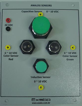 Módulo Extra 42.7 Analog Sensors Visão da placa: Figura 42.7: Layout do módulo Sensores Analógicos Descrição: O Módulo Sensores Analógicos é composto por quatro sensores.