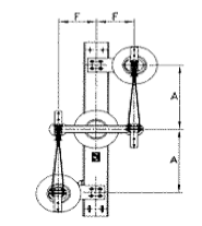 4.3.3.2 DUPLA ABERTURA LATERAL (ANSI [26] TIPO B / ABNT [16] TIPO DA) É composta por três colunas de isoladores fixadas sobe uma base única, sendo a coluna central equidistante das duas colunas