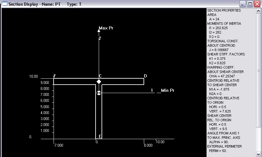 2. Beam Library 3. New Section Name: PerfilT 4. Selecione o perfil T dentre os fornecidos 5. Entre com as dimensões do perfil a. W: 15 b. H: 10 c. t1: 1 d. t2: 1 7.