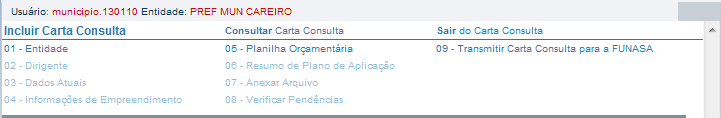 1 5/39 Para incluir e preencher a Carta Consulta, siga os passos seguintes. 4.