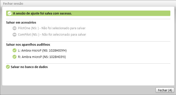 Opções do dispositivo Ao clicar em [Opções do dispositivo], você poderá definir as opções do aparelho auditivo, como a configuração de bipe, e opções para os acessórios selecionados.