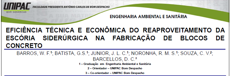 Trabalhos de Conclusão de Curso Alunos formandos em Junho de 2010 Engenheiros Ambientais e Sanitaristas Resumo: A cadeia produtiva do ferro gusa gera uma grande quantidade de resíduos industriais.