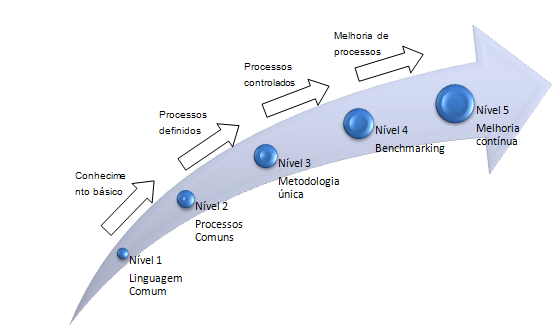 Capítulo 2 QUALIDADE E MATURIDADE DO PROCESSO DE DESENVOLVIMENTO DE PRODUTOS 55 Figura 2-13 Modelo Projecj Management Maturity Model (PMMM) Fonte: Kerzner (2001) Kerzner (2001) afirma que existe uma