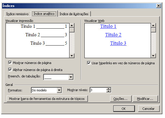 Fig. 3.4 Inserindo índices como: sumário, lista de tabelas e figuras.