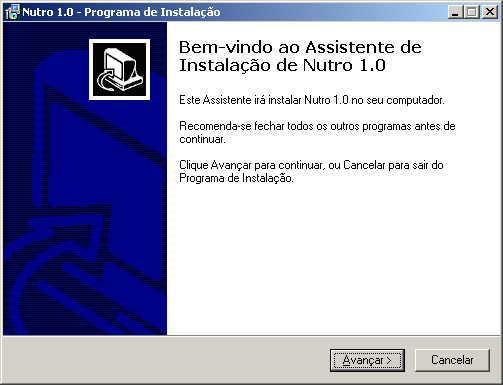 1.2 Instalando o Nutro A instalação do Nutro for Windows em seu computador é feita pelo programa "NutroBaseInstall.exe", a partir do CD de instalação do produto.