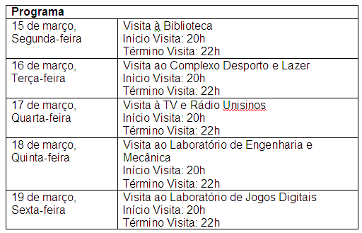 Programa No Unisinos Maximum, cada dia da semana será dedicado à visitação em um dos locais selecionados para esse