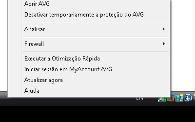 Apresentação do Ícone do AVG na Barra de Tarefas Com cor cheia, sem elementos adicionais, o ícone indica que todos os componentes do AVG Internet Security estão ativos e perfeitamente funcionais.