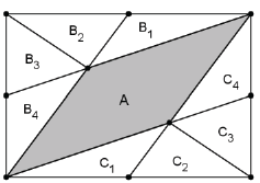 ATIVIDADE 17 A figua mosta um etângulo de áea cm com os pontos médios dos lados em destaque. Qual é a áea, em cm, da egião cinza? i. 8 ii. 10 iii. 1 iv.