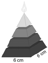 159 Se o dono da fábrica resolver diversificar o modelo, retirando a pirâmide da parte superior, que tem 1,5 cm de aresta na base, mas mantendo o mesmo molde, quanto ele passará a gastar com parafina