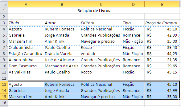 Mesclar significa misturar, unir. No nosso caso, iremos misturar as células A1 e B1. Para isto selecione as duas devemos selecionar somente as indicadas.