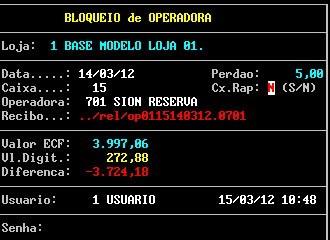 26 Nesta opção, o Usuário deverá informar a data do fechamento e o número do caixa.