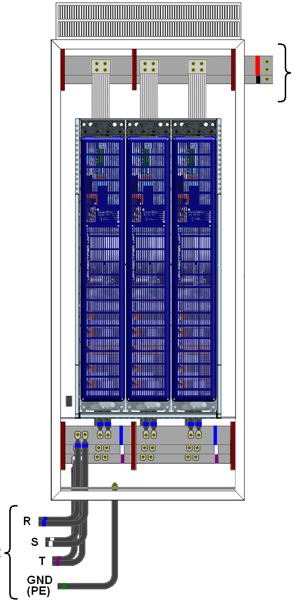 Instalação e Conexão.4.6 Conexões da UR11.4.6.1 Conexões e Layout de Painel Inversor A R Rede S T GND (PE) Figura.1 - Exemplo de montagem do painel A Figura.