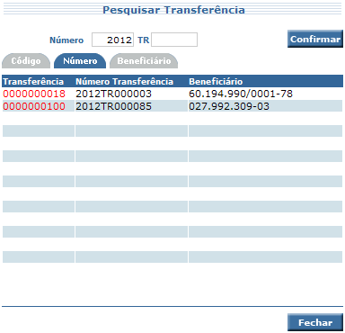 Tela 45 Incluir o número da UG/Gestão e clicar no botão pesquisar Transferência. O sistema apresentará a tela a seguir: do campo Tela 46 Clicar no botão.