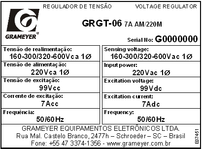 Rev 0567 de Para certificar-se que a compensação está no sentido correto, proceder da seguinte forma: a) Acionar o gerador de forma singela (isolado da rede), aplicar uma carga resistiva da ordem de