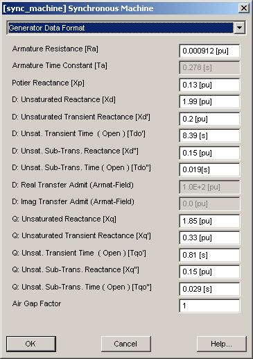 2.3 Dados do programa PSCAD Os dados de gerador e rede para programa PSCAD são os mesmos adotados para o programa ANAREDE/ANATEM, que são ilustrados na figura 3 (a), (b) e (c).