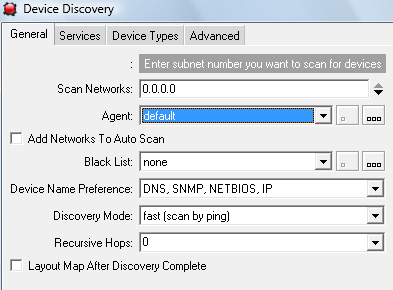 Começando usar o DUDE Auto Discovery O auto discovery permite que o Servidor DUDE localize os dispositivos de seu segmento de rede, através de provas de ping, arp, snmp, etc e por serviços.