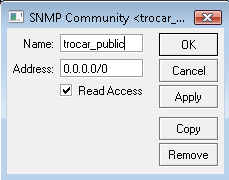 Configurações do SNMP