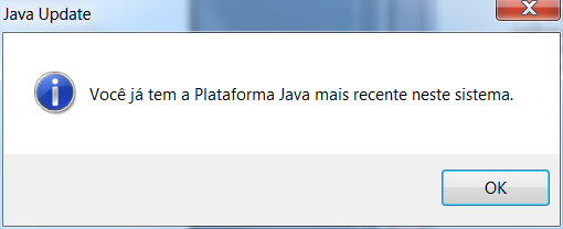 Observe qual mensagem aparecerá após clicar no botão Atualizar Agora. Botão para Atualizar Mensagem quando já está atualizado Proceda com a atualização, se julgar necessário.