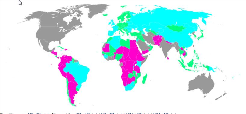 Mapa1 - Idade Mínimas para Trabalhar Convenção