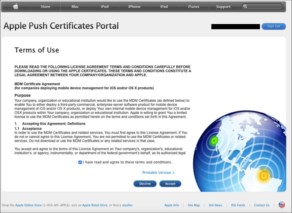 1.7 Introdução Instalação de Certificados MDM Após clicar em Criar você será encaminhado para a tela abaixo.