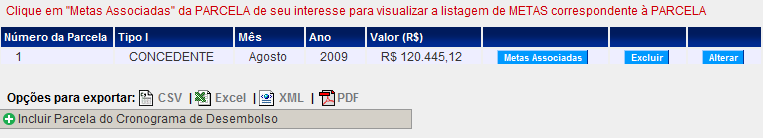 O sistema vai apresentar o valor associado à etapa, note que o valor total da etapa, o valor