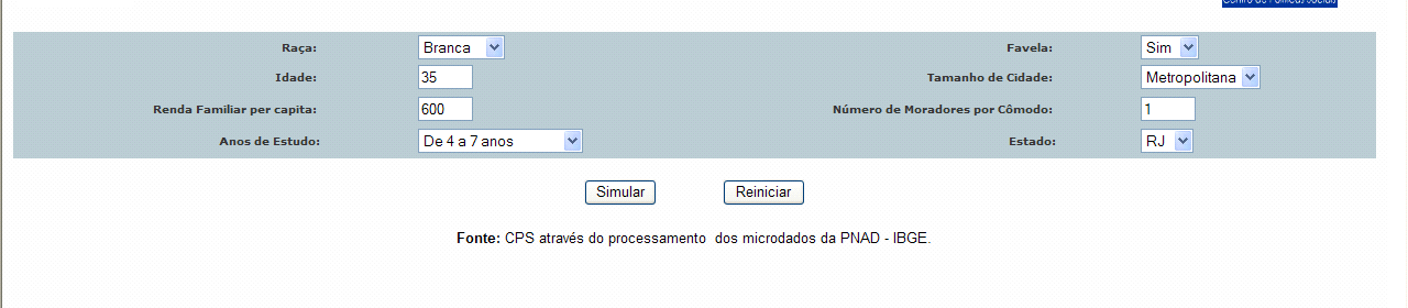 Simulador de Acesso Ferramenta utilizada para simular a probabilidade de possuir rede coletora de esgoto e outras questões relacionadas como acesso banheiro e outros serviços no domicílio, através da