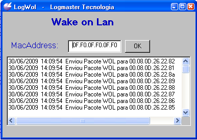 Para sistemas com XP é disponibilizado o seguinte programa (LogWol): Figura 1: Programa da para religar computadores.