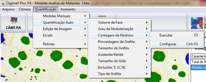 O Software DIGIMET Plus 4G apresenta outro importante recurso que permite ao usuário realizar a Configuração (Setup) do Ensaio de Contagem de Nódulos.