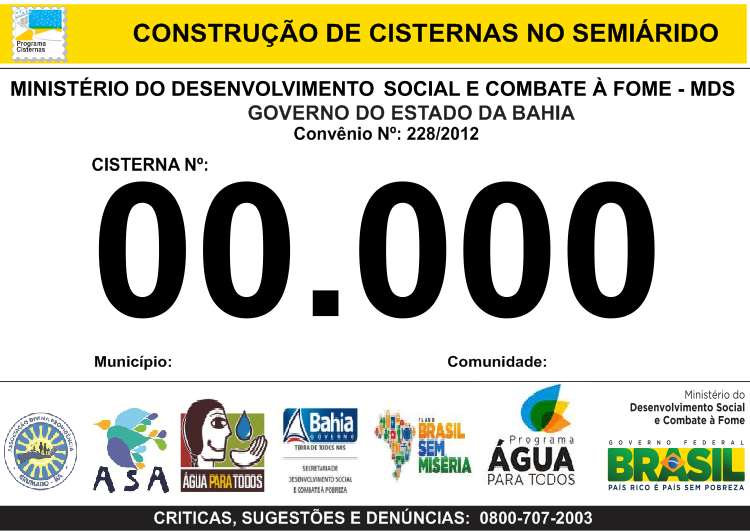 LOTE VIII TAMPAS E SUPORTES PARA BOMBAS MANUAIS PARA 800 CISTERNAS DE CONSUMO HUMANO ITEM ESPECIFICAÇÃO UNID. QUANT. 1. 1TAMPAS PARA CISTERNAS DE CONSUMO.