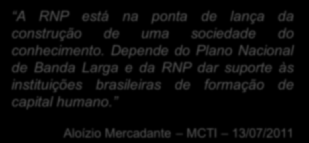 RNP Rede Ipê: sexta geração Mais de 800 instituições conectadas 3,5 milhões de usuários estimados 27.