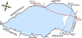 Os municípios limítrofes a Irati são: Imbituva e Prudentópolis ao norte, Rio Azul e Rebouças ao sul, Fernandes Pinheiro a leste e Inácio Martins a oeste (IRATI, 20), conforme apresentado na figura 0.