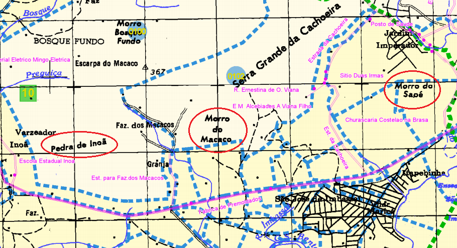 Fig. 6 Carta de Maricá atualizada do censo 2010 mostrando a localização da Pedra de Inoã, Morro do Macaco e Morro do Sapé. 2.1.6 Sexto Entrevistado Cristiano Lorival, 35 anos.