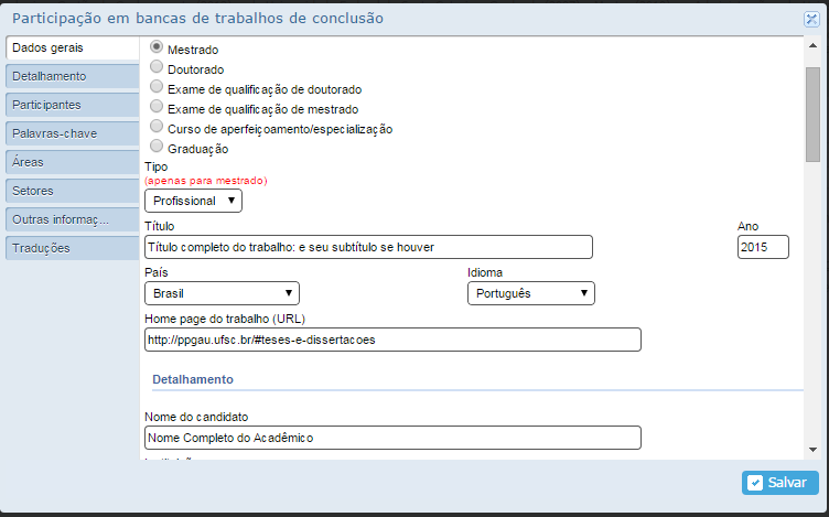 Figura 2.3 3) PB - Participação de Bancas Examinadoras Pela pontuação sugerida, participação em bancas valem cinco pontos. Sugere-se o registro apenas da etapa final e não a de qualificação.