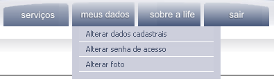 2. Os menus Serviços, Meus Dados, Sobre a Life e Sair 3. A logomarca do Life Educacional. 4.