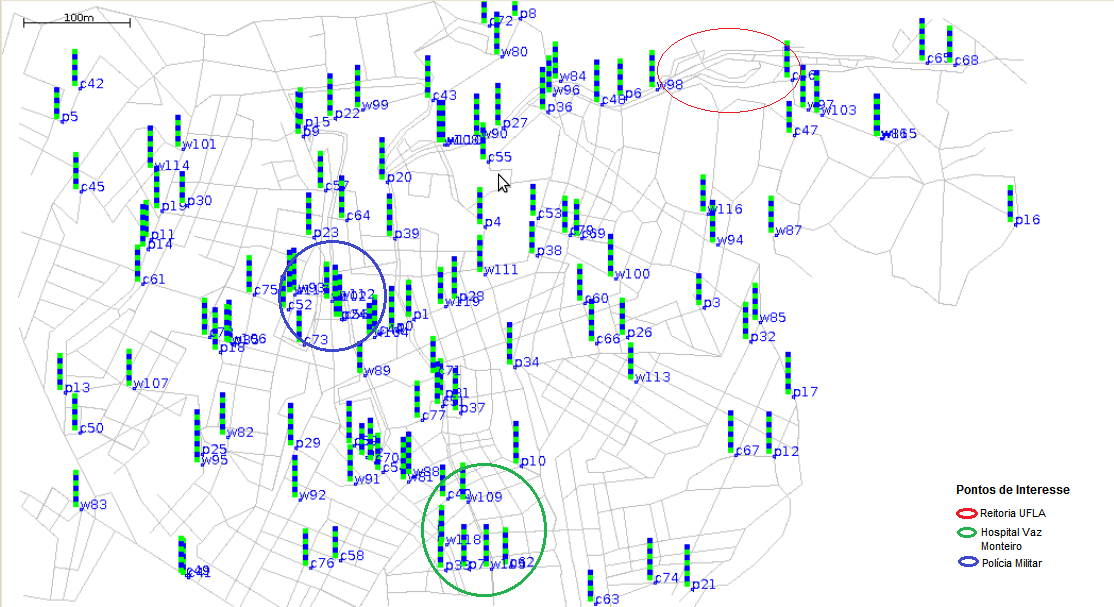 45 Figura 9 Pontos de Interesse Através da definição dos pontos de interesse e do desenvolvimento do mapa utilizado para a simulação,