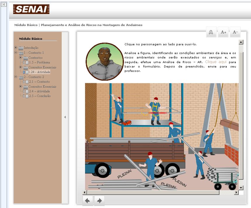 Material on-line com layout e navegação