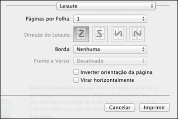 Para imprimir várias páginas em uma folha de papel, selecione o número de páginas no menu suspenso Páginas por Folha.