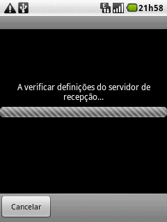 O seu telefone verificará as definições do servidor de recepção e completará automaticamente a configuração.