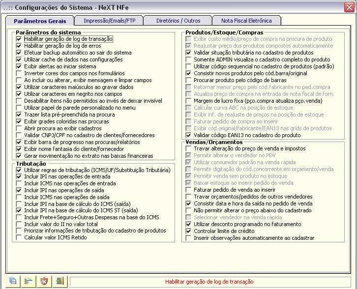 Restaurar Configurações É utilizado para restaurar as configurações originais